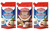 3er Pack DOVGAN gezuckerte Kondensmilch in Doypack 2x 300g + ein gezuckerte Kondensmilch mit Kakao 300g