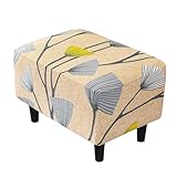 EBETA Hockerbezug Bankhussen, Elastische Hussen für Ottomane, Fußhockerbezug, Abdeckung Überzug für Hocker Ottomane Schonbezug (Löwenzahn)