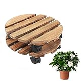 Trendtrove Cady für Blumentöpfe mit Rädern, rollender Pflanzenständer aus Holz für den Außenbereich, Pflanzenroller für den Innenbereich,chwerer Topfpflanzständer für den Garten im Innenbereich