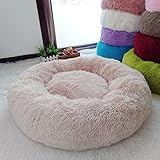 Wangle Hundebett, Donut-Hundebett, bequem, rund, beruhigendes Hundebett aus Kunstfell, Haustierbett für mittelgroße und große Hunde, Bett für verbesserten Schlaf, rutschfeste Unterseite, waschbar