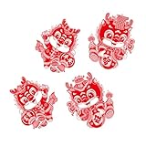 Gatuida 2 Paare Chinesisches Neujahrs Fensterbilder Flockstoff Fensteraufkleber Drachenjahr Glasdekoration Frühlingsfest Deko ohne Kleber Wiederverwendbar
