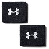 Under Armour Unisex UA Performance Wristband, 2er-Pack schweißableitendes Fitnessband, flexibles Schweißband mit Logo