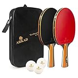 ARKAD Tischtennis Set [Premium] • Tischtennisschläger Set inkl. hochwertige Tischtennisbälle & Tischtennisschläger Hülle • Komplettes Tischtennis Schläger Set mit starkem Grip