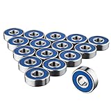 16 x 608RS blaue Skate- und Skateboard-Radlager aus Metall – ABEC 9 bewertet – ideal für Geschwindigkeit – Skateboards, Inline-Skates, Roller, Longboard-Räder