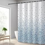 Hoomtaook Duschvorhang 180x200cm Blau Mosaik, Duschvorhang Wasserdicht Textil Polyester Waschbar mit 12 Duschvorhang Haken, Duschvorhang mit Gewicht Unten