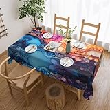 DLXW Hochwertige, schmutzabweisende, mehrfarbige Marmorier-Tischdecke für Picknicks im Freien, Küchen und Feiertagsessen, Einheitsgröße