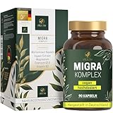 VITACTIV Migra Komplex - 90 Mutterkraut Kapseln für Kopf Balance - Plus Ingwer Extrakt, Magnesium, Coenzym Q10, Vitamin B2 - Produziert & Laborgeprüft in Deutschland - Vegan, Ohne Künstliche Zusätze