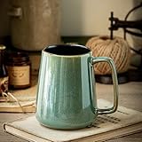 Cteahrow 700 Ml Keramik-Kaffeetasse, große Milchkaffeetasse, Teetasse, glatte Glasur für Kakao, Cappuccino, Latte, Müsli, spülmaschinenfest, mikrowellengeeignet (grün)