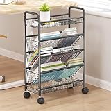 Kompakter Rollwagen mit Rädern, Metallwagen für Schreibtisch-Organisation, Bücherregale und Zeitschriftenständer, stilvolle Aufbewahrungslösung für Zuhause und Büro