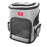 One for Pets Der erweiterbare Rucksack für kleine Katzen und Hunde, faltbarer Hundetragerucksack mit innerer Sicherheitsleine, Reise-Haustier-Tragetasche (grau)