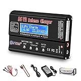 LiPo Balance Ladegerät, 1S-6S Digital Discharger Akku Ladegerät 80W 6A für Li-Ion Life NiCd NiMH LiHV PB Smart Akku, Dekanstecker + Netzteil