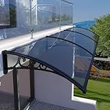 Outdoor Markise - UV Schutz Polycarbonat Tür Fenster Vordach Wetterfest Schlagfest Gartenunterstand (80x210cm, Schwarz)
