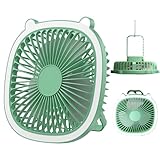 Yianyal Tischventilator,Tragbarer Leiser Tischventilator Mit Beleuchtung - Outdoor Kühlgerät Für Schlafzimmer Zelt Büro Camping