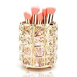 Make-up Pinsel Aufbewahrung aus Kristall Make-up Pinselhalter Kosmetik Pinsel Halter Organizer Stiftbehälter Desktop-Dekoration (Gold)