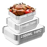 30 Stück Aluschalen für Gasgrill Einweg Alu Tropfschalen, multifunktionale Grillschalen aus Aluminiumfolie, ideal für Grillen, Kochen, Backen und Lebensmittel Aufbewahrung Größen 2300ml, 1100ml 800ml