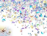 Lhbwhiz 4000 Stück Konfetti,Glitzer confetti Geburtstag Deko,Pailletten Streudeko,Sterne Und Mond Glitzerfolie Tischdeko,für Jubiläen,Partys,Hochzeit,Weihnachten Handwerk DIY Dekoration(Silber)