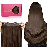 WENNALIFE Secret Hair Extensions Echthaar, 30cm 12 Inch 75g Schokoladenbraun Remy Haarverlängerung Echthaar Wire Hair Extensions Unsichtbare Draht Extensions Echthaar