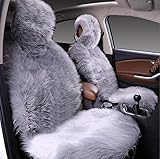 Big Ant Premium LAMMFELL Sitzbezug Auto Vordersitz (94x50cm) - Schaffell Sitzauflage mit Haken für Sitzheizung, Winterkomfort & Rutschsicherheit Sitzkissen für Alle Auto - Grau (1 Stück)