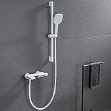 WDSOPK Aufputz-Duscharmatur-Set, Wasserfall-Badewannenarmatur Mit Temperaturanzeige, Duscharmatur Mit Gleitstange Und Handbrause, Höhenverstellbar, Badewannen-Duschmischbatterie
