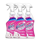 Vanish Multi Textilreiniger für Teppiche, Sofas, Vorhänge und Autositze – 3 x 660 ml – Polsterreiniger Spray gegen Schmutz und Gerüche zur gezielten Anwendung, Leinen