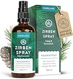 FJORLAND® - Zirbenspray BIO naturrein 100 ml - naturreines ätherisches Zirbenspray - vegan & tierversuchsfrei - Raumspray, Kissenspray, Aromatherapie, Raumduft, Duftspray