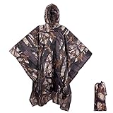 BALIGO 3-in-1 Mehrzweck Regenponcho Wasserdicht, Leicht & Schnell Trocknend, Poncho Herren & Damen, Camouflage Regenjacke, Tarnzelt, Tarnanzug, Regencape mit Kapuze für Wandern Camping Jagd