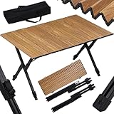 WOLTU Campingtisch klappbar, Alu Klapptisch leicht tragbar, Gartentisch klein, Picknicktisch höhenverstellbar, mit Aufbewahrungstasche, 50 kg belastbar, Tisch Balkon Garten, in Holzoptik