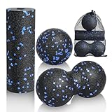 LOPHE Faszienball Set, 3 Stück Massageball und Faszienrolle set(Blau)