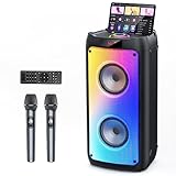 JYX Karaoke Machine with 2 Microphones, Large Portable Bluetooth Speaker with RGB Light, Karaoke System for Karaoke, House Party, PA System for Adults, Party Box, Supports TF/USB, AUX, FM, Rec, TWS
