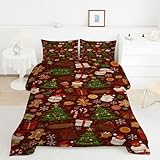 Bettdecke 135x200 Weihnachtsbaum Steppdecke 135x200 Lebkuchenmann 4 Jahreszeiten Bettdecken mit 2 Kissenbezug, Waschbar Microfaser Bettzeug, Warme Weiche Bettdecke ohne BezugY488