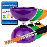 Juggle Dream Carousel Diabolo Jonglier-Set - Dreifach-Kugellagerachse - mit Aluminiumstäben und Online-Lernvideo - Jonglieren (Violett)