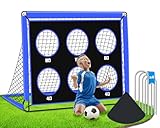 EXTFANS Fussballtore für Garten Kinder - 2-in-1 Fußballtor Kinder Outdoor Einzeltor - Faltbares Fußballtor mit 6 Zielen & Tragetasche, 150x120cm für Garten, Strand, Park (Blau)