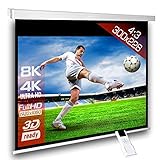 SlenderLine Motorleinwand 300 x 226cm | 1.2 Gain | Format 4:3 | schwarzer Vorlauf 20cm | 3D | Full-HD 4K 8K Ultra-HD | elektrische Beamer Leinwand für Heimkino & Präsentation | inkl. Fernbedienung