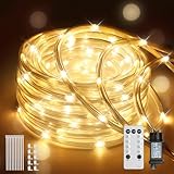 JVURICE lichtschlauch 10M 200 LED Lichterkette Außen Lichtschnur Outdoor IP67 Wasserfest 8 Modi Dimmbar Fernbedienung Timer Warmweiß Lichterschlauch Für Innen Aussen Party Hochzeit Weihnachten