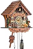 Eble Kuckucksuhr Kuckuckuhr Echtholz NEU batteriebetriebenes Quartzwerk Musik Kuckuckruf Schwarzwaldhaus 23cm- 60840000