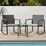 Bealife 3-teiliges Gartenmöbel-Set aus Rattan, für den Außenbereich, für Balkon, Veranda, Terrasse (grau)