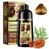 Haarfarbe Shampoo für graues Haar, haarfarbe Sham-poo,Instant Haarfarbe Shampoo für Männer und Frauen - Natürliche und langanhaltende Haar-pflege 3 in 1 Pflanzenhaarfarbe Sham-poo,500 ml, Braun