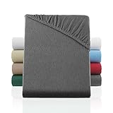 BaSaTex Flausch Feinbiber Winter Spannbettlaken Biber Spannbetttuch | 100% Baumwolle | 90x200 – 100x200 cm | Anthrazit