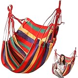 Hängemattenstuhl, Leinwand hängende Stuhl für Schlafzimmer mit Kissen und Aufbewahrungsbeutel, Anti-Rollover-Sensorik-Schwung mit S-Haken- und Krawattenseilen, Komfort-Hängematte für Innenräume, Auße