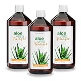 Sanct Bernhard Aloe-Vera-Trinkgel | 3 x 1000 ml | Aus dem unverdünnten Saft frischer Aloe-Vera-Pflanzen | Höchste Qualität | Aloe Vera Barbadensis Miller | Naturprodukt | Made in Germany