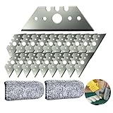 Trapezklingen für Teppichmesser Ersatzklingen Cuttermesser Klingen Sicherheitsmesser - 20 Stück Trapezklingen Messer aus Stahl, Trapezklinge 52 x 19 x 0,6 mm Im box, Inkl 2 Schnittschutz Fingerlinge