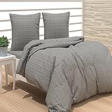 Troyahome® Bettwäsche Set Polycotton Reißverschluss (Desing 01, 2 TLG 155x220+80x80)