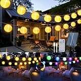 StarryEver 10M Solar Lampions Lichterkette Außen mit Fernbedienung, 40er LED Lampion Lichterkette Warmweiß & Mehrfarbig, Laterne Wasserdichte Gartenbeleuchtung Dimmbar für Balkon Garten Terrasse