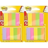 Post-it 670-6+3 Haftstreifen Page Marker (schmal, 15 x 50 mm) 9 x 100 Blatt, neonpink/-grün/-gelb/-orange/-violett (Packung mit 2)