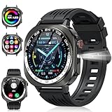 Soudorv Militär Smartwatch Herren Damen, 2025 Neu AMOLED Smart Watch mit Telefonfunktion, 1.43″ Fitnessuhr mit LED Taschenlampe/130+ Sportmodi/Herzfrequenz, IP68 Wasserdicht Sportuhr für iOS Android