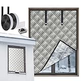 Aozzy Wärmeschutzvorhang Fenster für Winter, verstellbar 120 x 160 cm, dreilagige verstärkte Isolierung gegen Kälte und Wind, isolierter Fenstervorhang aus Oxford-Stoff,Baumwolle und Aluminiumfolie