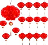 20 Stück Wasserdichte Chinesische Laternen (25cm) – Robuste, faltbare Lampions aus rotem Kunststoffpapier für Neujahrs- & Gartenpartys