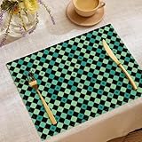 Geometrisch Gitter Platzsets 4er Set, 30x45cm Bohemian Einfach Tischsets Stoff Waschbar Platzdeckchen Küche Party Deko auch für Wohnzimmer