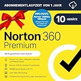 Norton 360 Premium + Utilities Ultimate 2025 | 10 Geräte | 1 Jahr |Aktivierungscode per Email
