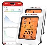 ThermoPro Thermometer Hygrometer 80m Bluetooth Raumthermometer Innen Temperatur und Luftfeuchtigkeitsmesser mit APP Datenexport für Innenraum, Büro, Weinkeller, Gewächshaus TP350 2 Stücke